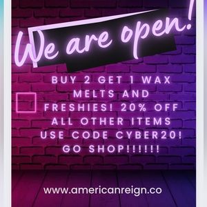 WE ARE OPEN. GO SHOP THESE DEALS! www.americanreign.co